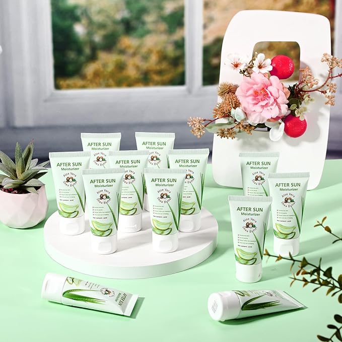 12 Pcs After Sun Lotion Mini Aloe Vera Lotion Bulk Travel, 1 oz Travel Size Aloe Vera Skin Moisturizer Organic Mini Sunscreen Bulk Party Favor Moisturizing for Face and Body