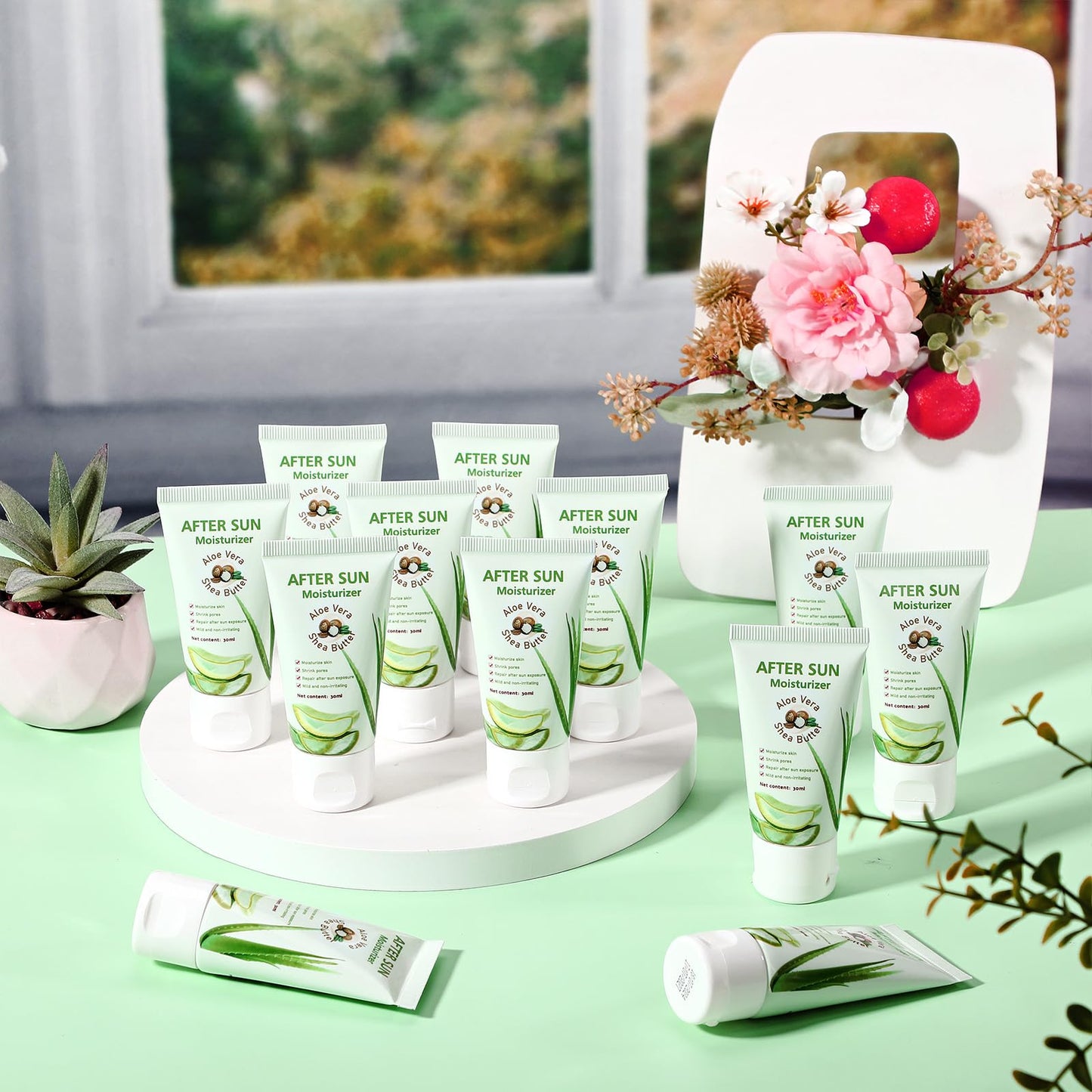 Dansib 12 Pcs After Sun Lotion Mini Aloe Vera Lotion Bulk Travel, 1 oz Travel Size Aloe Vera Skin Moisturizer Organic Mini Sunscreen Bulk Party Favor Moisturizing for Face and Body