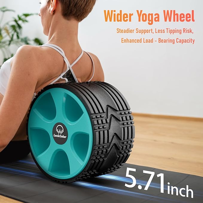 Back Roller, Back Wheel Targeted Back Pain Relief, Yoga Wheel Muscle Massage, Foam Roller for Trigger Point Therapy Physical, Stretching & Exercise, 880lbs Capacity, 10 Inch (Black+Acid Blue)