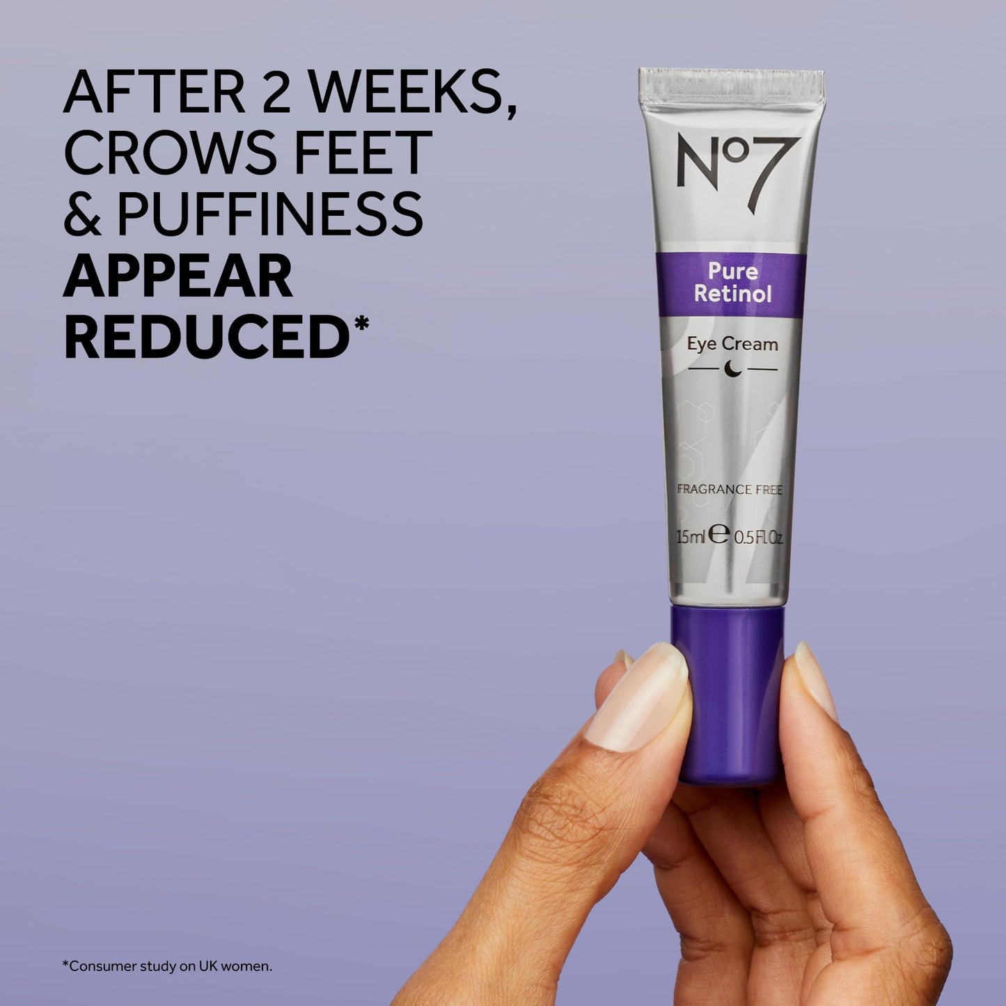 No7 Pure Retinol Eye Cream - Under Eye Cream for Wrinkles, Fine Lines & Puffiness with 0.5% Retinol - Infused with Shea Butter to Smooth and Hydrate Skin (0.5 Oz)