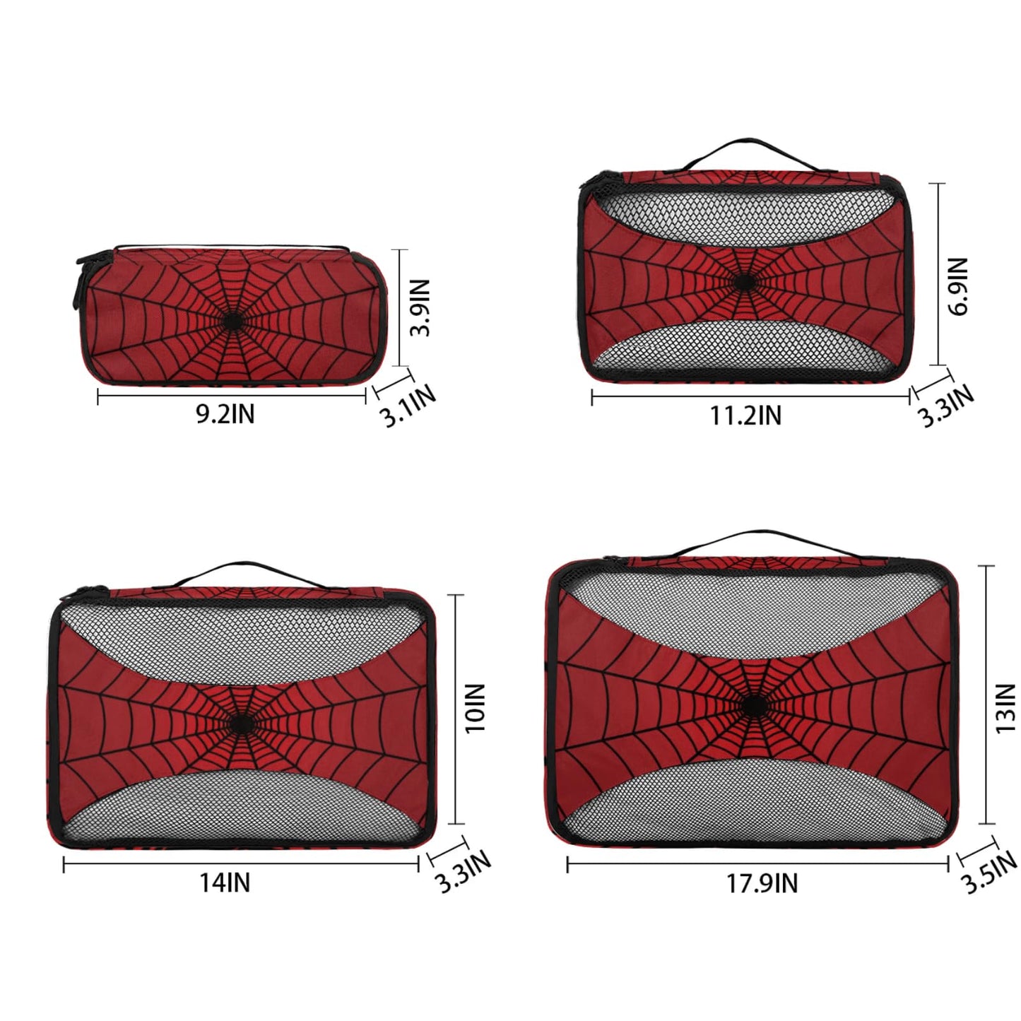 Spiders Web Red Compression Packing Cubes for Travel,Expandable Cubes Storage Bag Carry on Luggage Organizers for Toiletry Clothes Shoe Accessories 4 Set