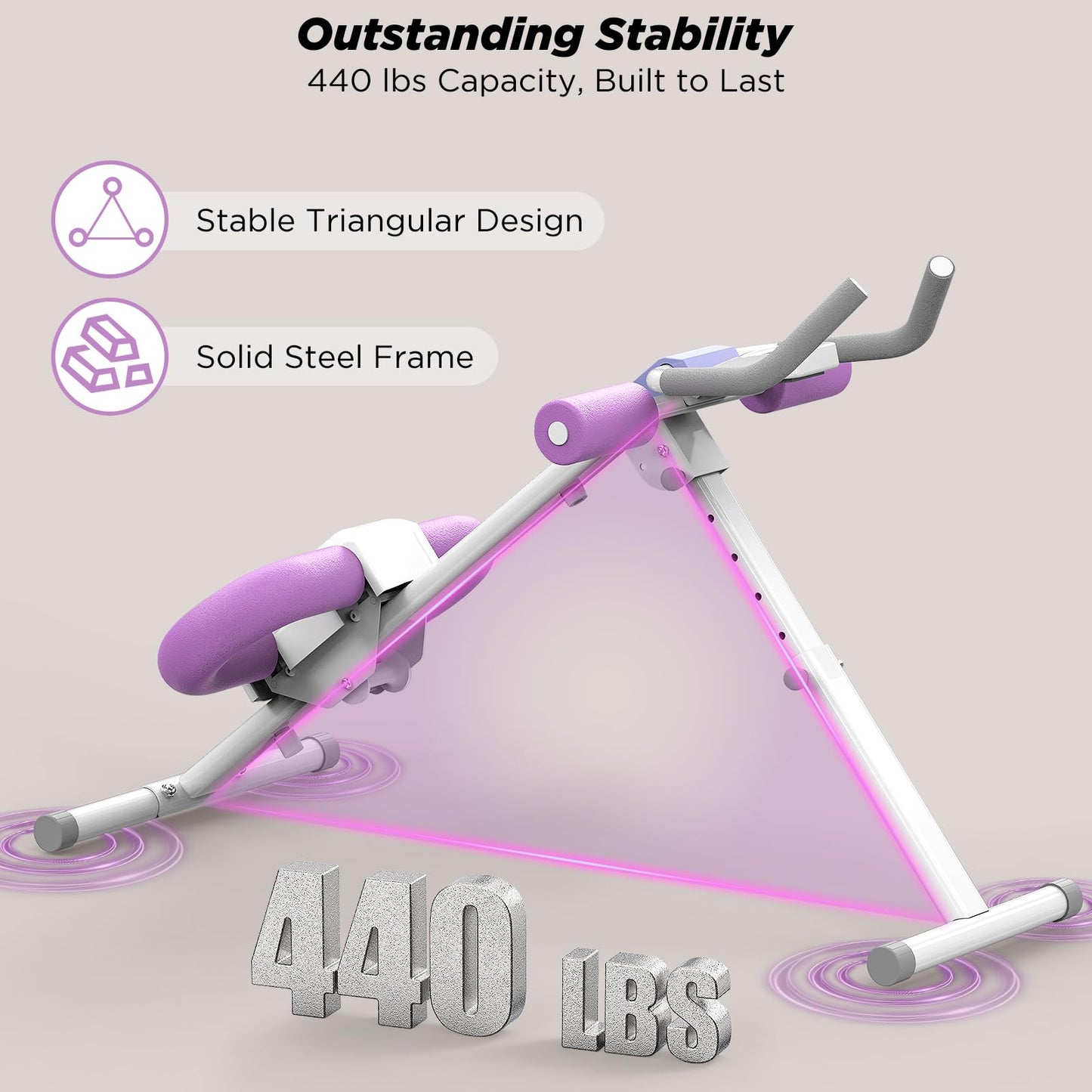 Ab Machine, Adjustable Ab Workout Equipment, Ab ＆ Sit Up Machine for Stomach Workout,Foldable Abdominal Trainer With Knee Protection Full Body Workout for Home Gym 440 LBS