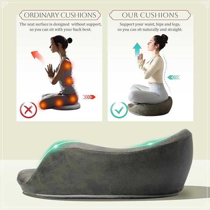 Meditation Cushion, Comfortable Floor Pillow for Adults Sitting, Reading, Yoga, Large Floor Cushion Seating for Living Room Tatami Home Decor