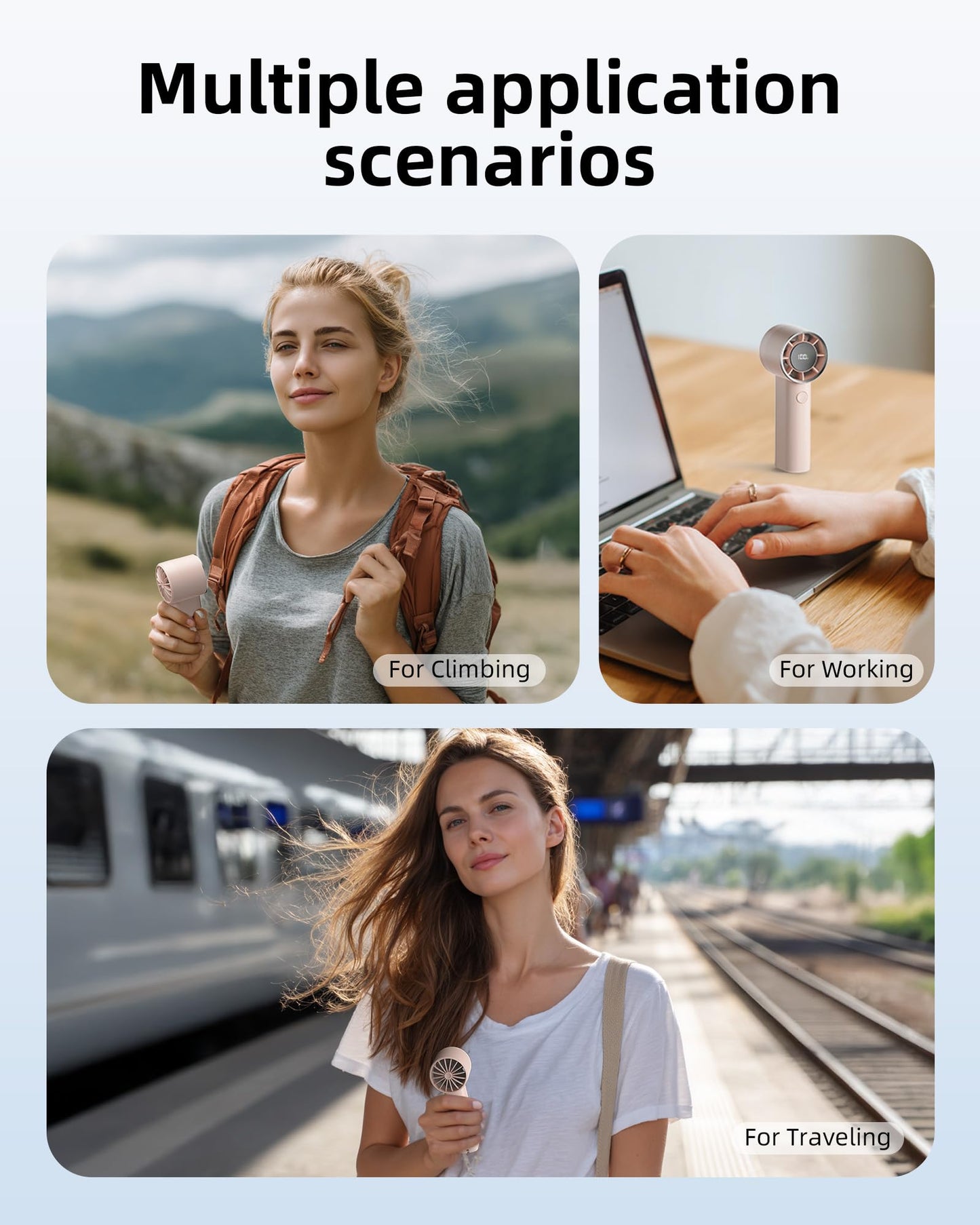 Mini Portable Handheld Fan,100 Speeds Adjustable Turbo Fans,Digital Display,30000 RPM,Up to 10H Use Time,USB Personal Fans,Rechargeable Fan Women,Gift for Gym/Travel/Camping/Outdoor/Indoor/Office