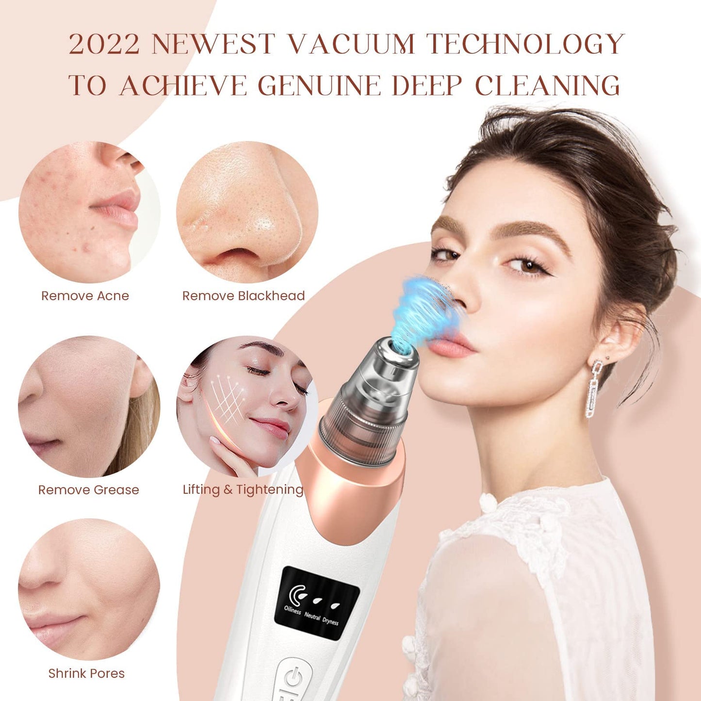 2025 Blackhead Remover Pore Vacuum,Facial Pore Cleaner-5 Suction Power,5 Probes,USB Rechargeable Blackhead Vacuum Kit Electric Acne Extractor Tool for Adult