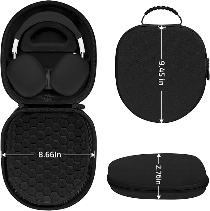AirPod Max Case with Sleep and Charging Support, AirPods Max Accessory Compatible with Apple AirPods Max Wireless Over-Ear Headphones, Travel Portable Airpod Max Case(Black)