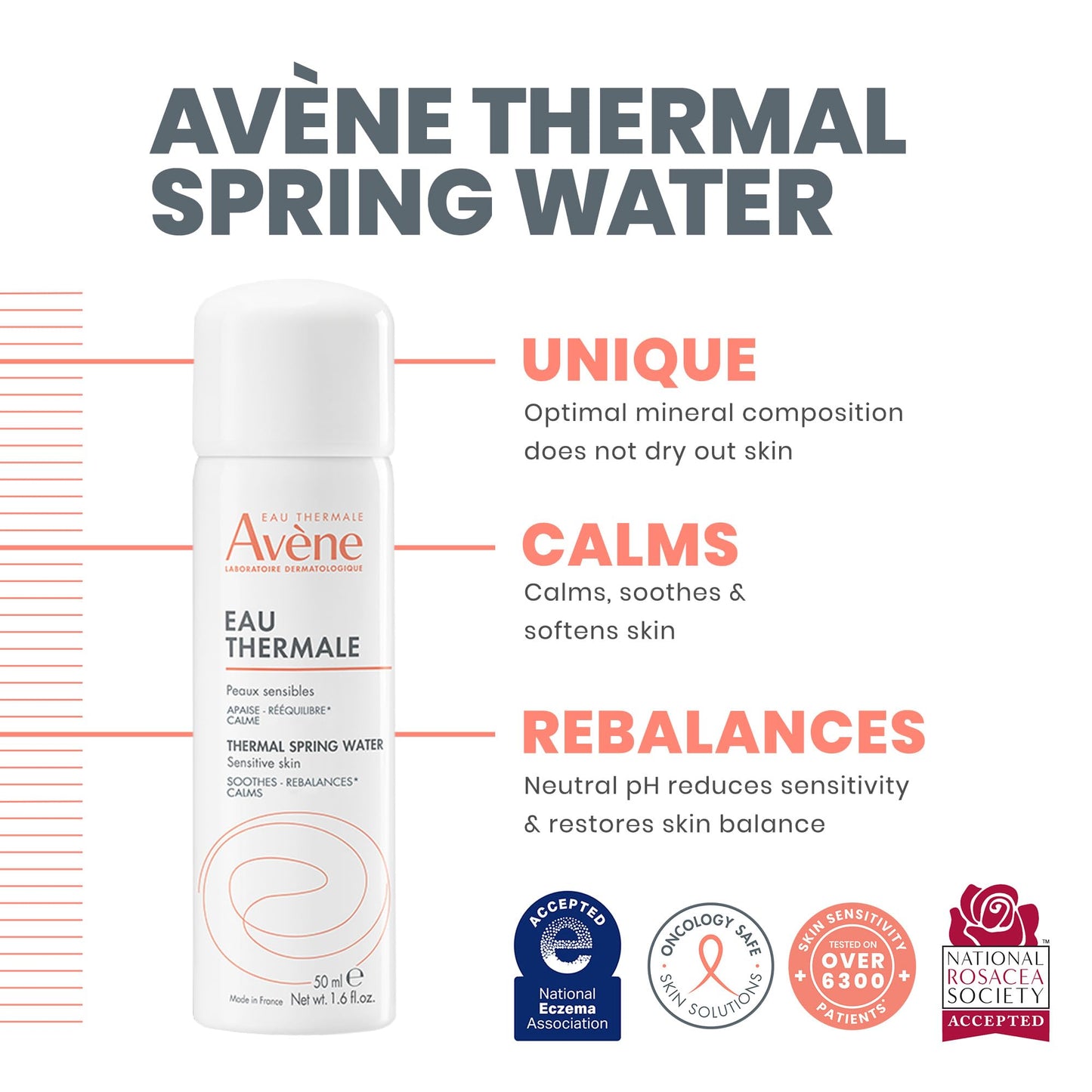 Avene Thermal Spring Water, Soothing Calming Facial Mist Spray for Sensitive Skin, 1.6 Oz
