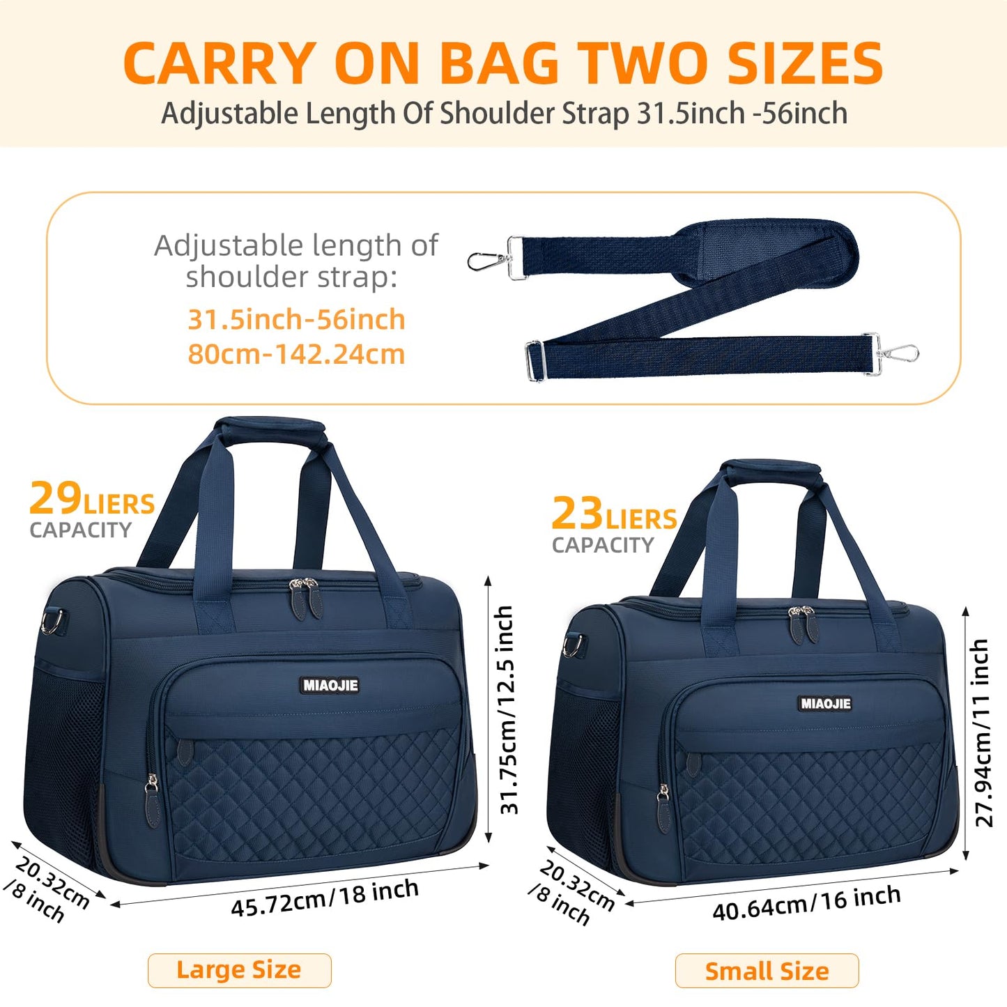 Travel Duffle Bag for Women, Underseat Carry On luggage Bag Foldable Overnight Weekender Hospital Bag Lightweight Airplanes Personal Item Travel Tote Bag for Women Birthday Gifts, 18IN Navy Blue