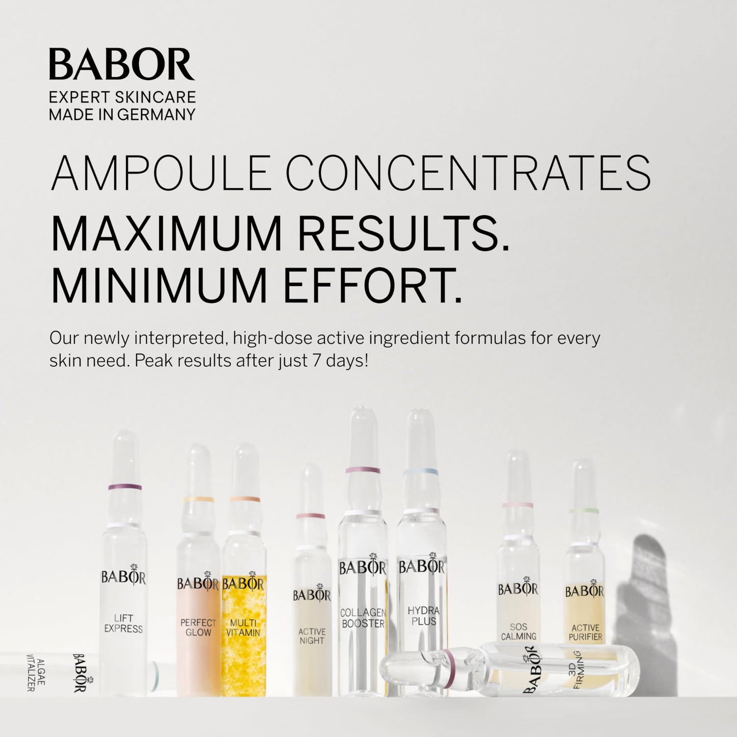 BABOR Algae Vitalizer Serum Ampoules for the Face, with Green Algae Extract for a Revitalized Complexion, Hyaluronic Acid Serum with Probiotics for Dull Dry Skin