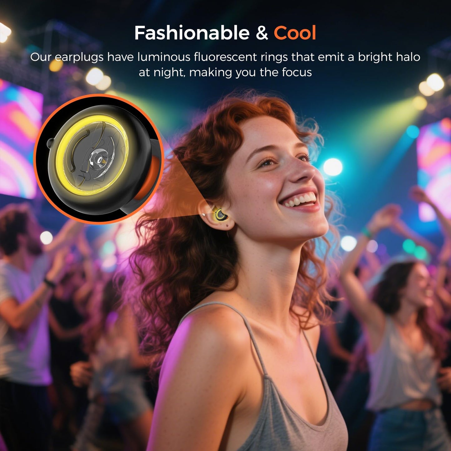 Ear Plugs for Sleeping Noise Cancelling with 3 Noise Reduction Levels - 50dB NRR Soft Silicone Earplugs for Sleep, Work, Travel - with 4 Pair Ear Tips, 6 Fluorescent Rings and Carrying Case