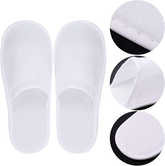 24 Pairs Spa Slippers Flip Flops Disposable Slippers for Hotel Guests Women Men Closed Toe Super Comfort White