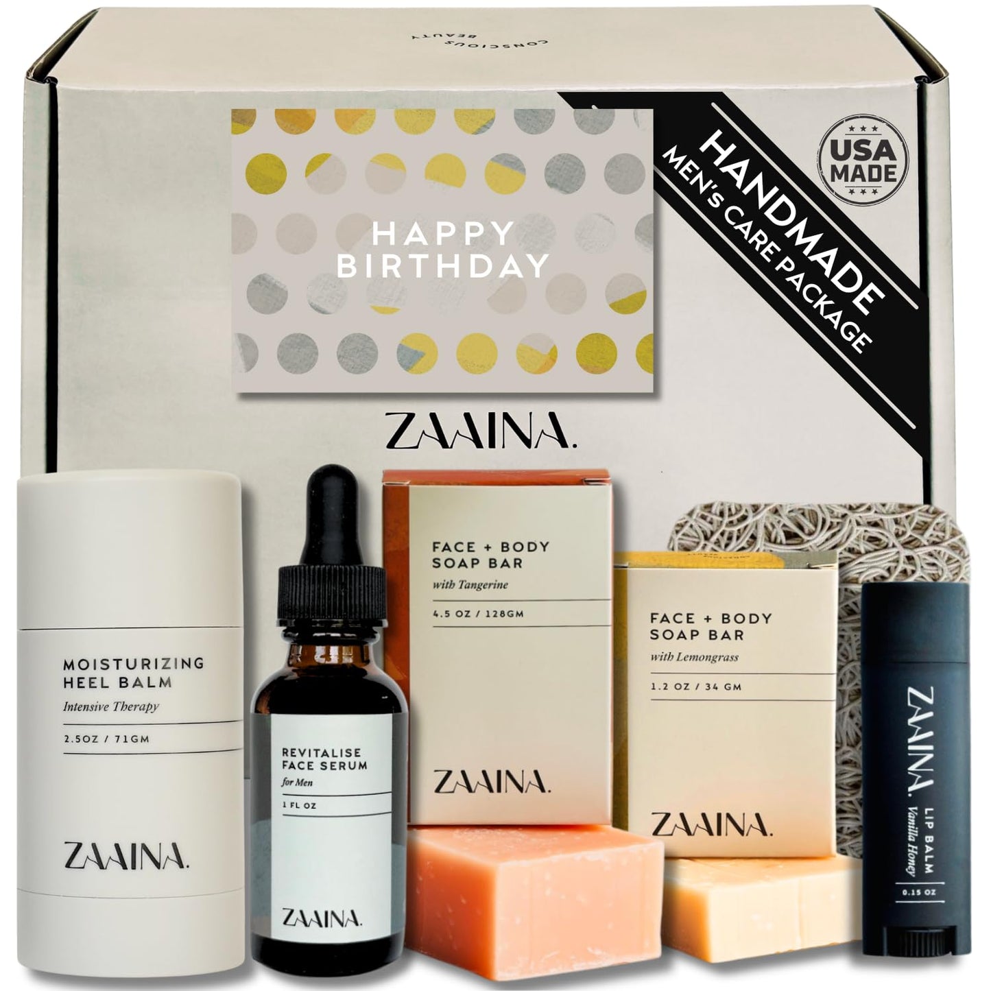Men's Birthday Care Package with Card - Luxury Gift Set for Men, Body Self Care Kit for Men, Relaxing Spa Birthday Gift Basket by ZAAINA