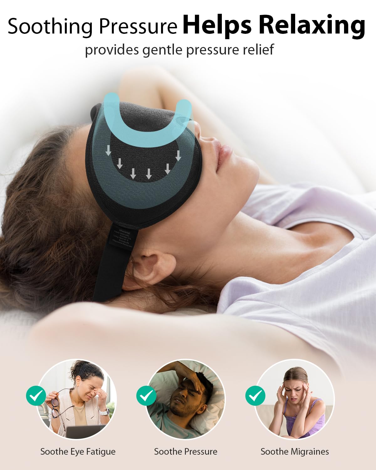 MABAO Weighted Eye Mask for Sleeping, Blackout 3D Contoured Sleep Mask with Adjustable Strap for Women Men, Memory Foam, Gentle Pressure Relief Comfort Eye Cover Blindfold for Insomnia & Travel -Black