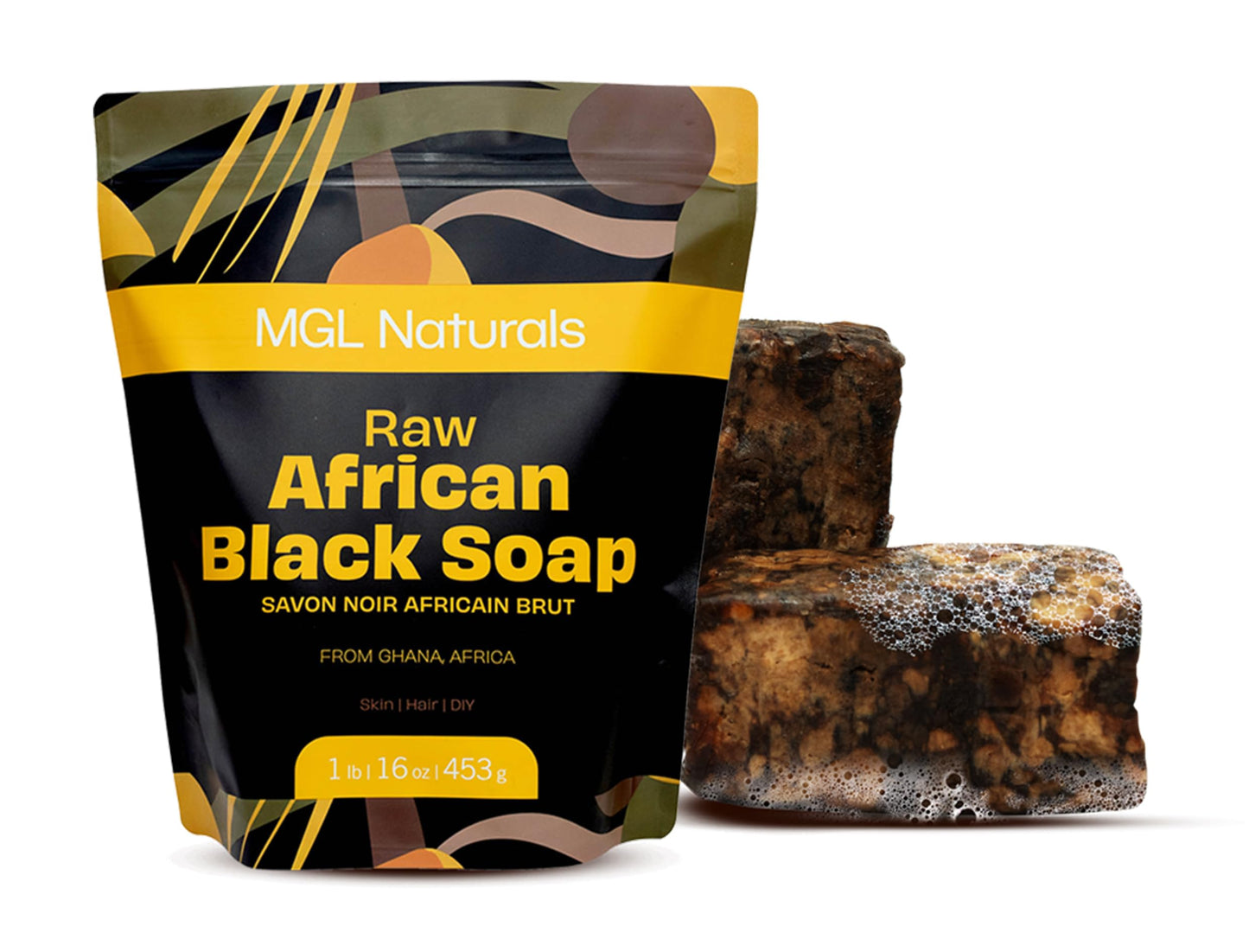MGL Naturals Raw African Black Soap, 1 lb.