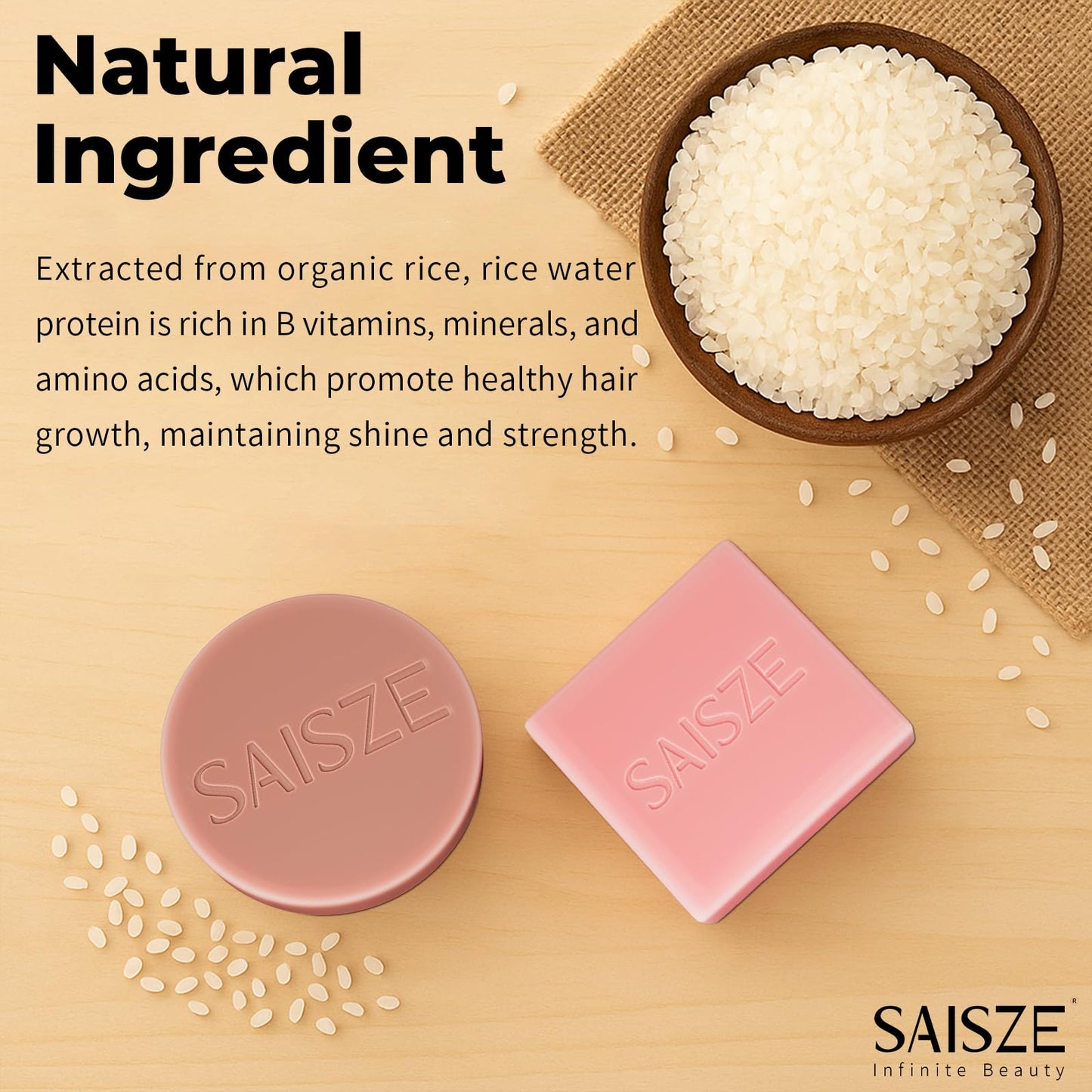 SAISZE Rice Water Shampoo Bar and Conditioner Set for Hair Soft and Strengthening, 2 Bars