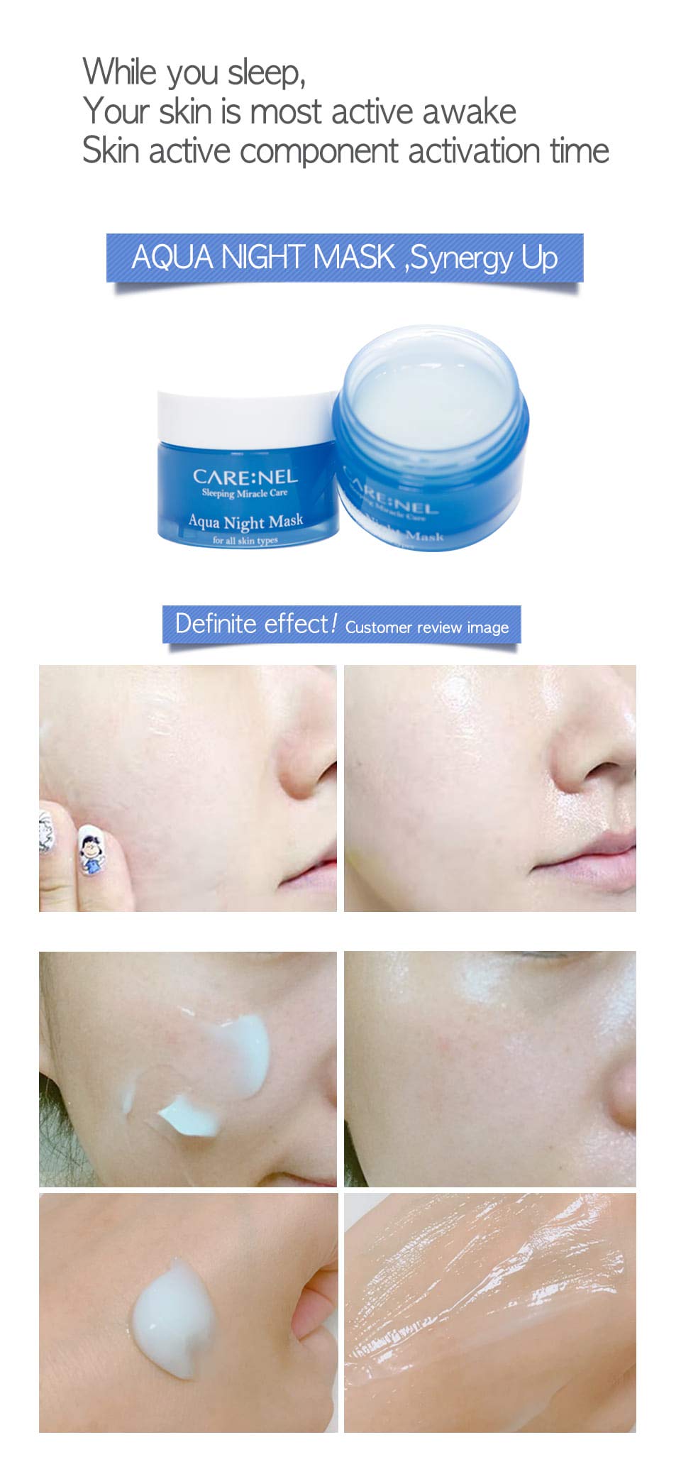 Korean Beauty Aqua Night Mask - Facial Self Skin Care Products Water Sleeping Masks 15ml/0.5 fl.oz (3 set) Gifts for Women - Acne Wrinkle remover - moisturizing hydrating Effect