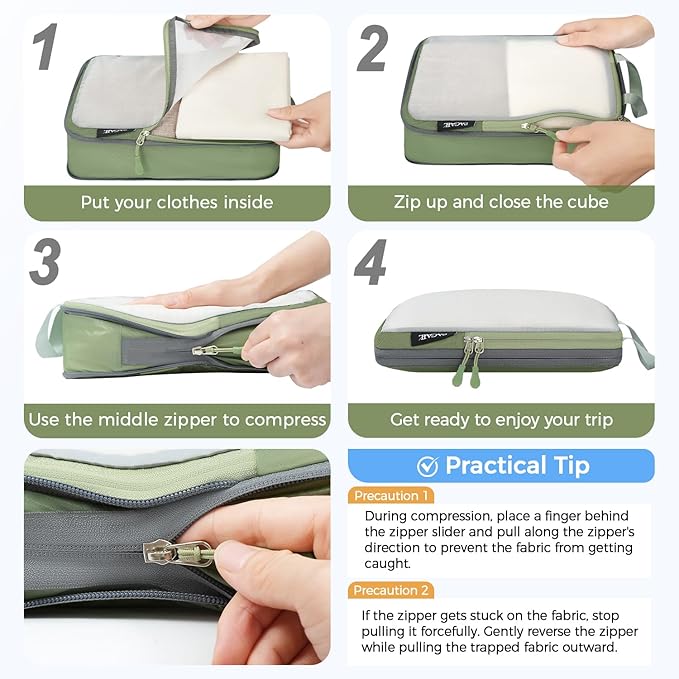 BAGAIL 6 Set Ultralight Compression Packing Cubes Packing Organizer for Travel Accessories Luggage Suitcase Backpack