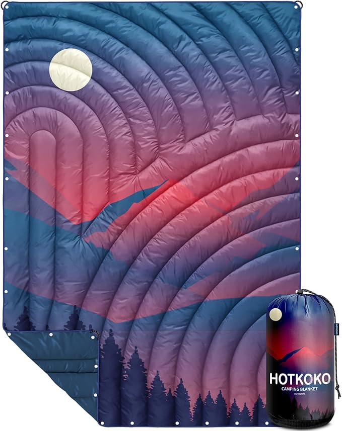 Camping Blanket,Lightweight Down Alternative Puffy Blanket Packable Outdoor Blanket for Camping,Traveling, Stadium, Hiking, Picnics