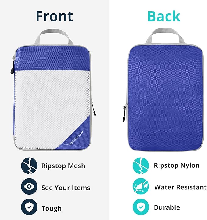Compression Packing Cubes for Travel, Lightweight Travel Essentials, Packing Cubes Compression for Space-saving, 9 pcs, Royal Blue