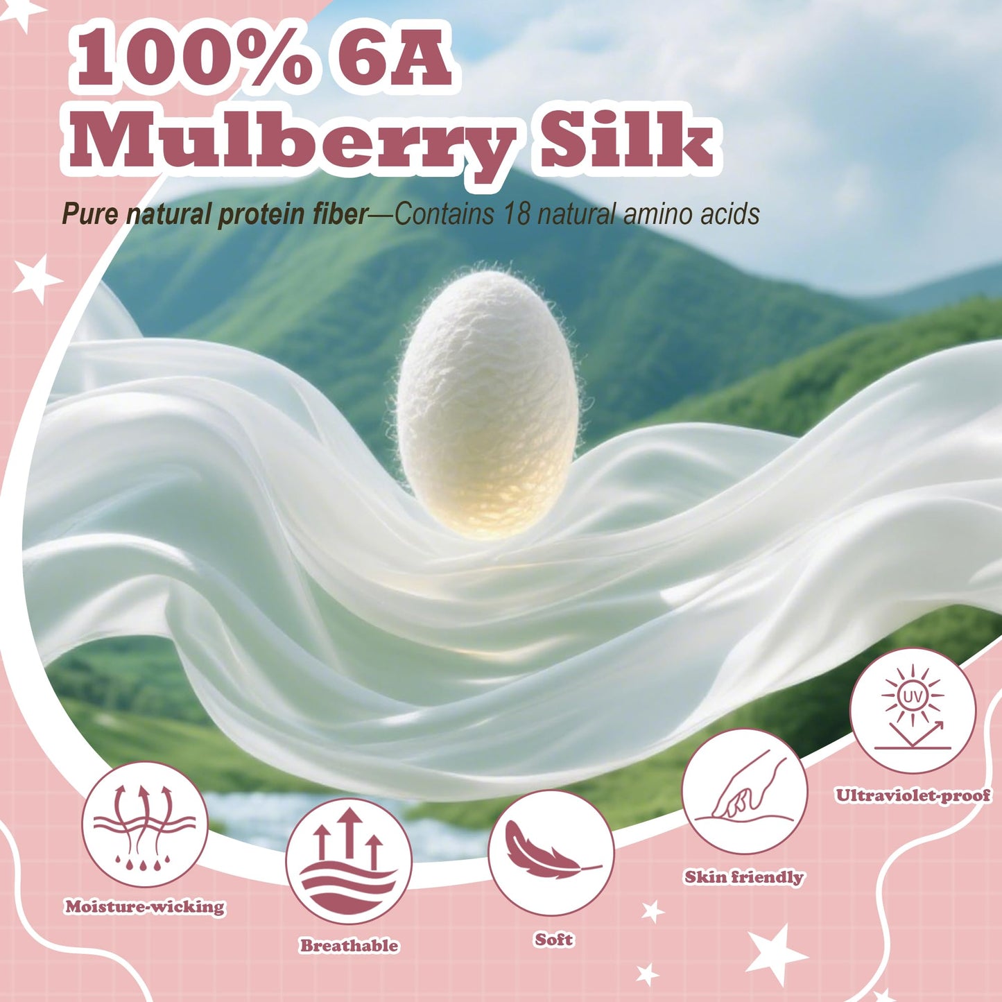 SilkDream 100% Mulberry Silk Sleep Mask for Kids Eye Mask for Sleeping 22 Momme 6A Real Silk 4t-12Y Gifts for Kids Pink
