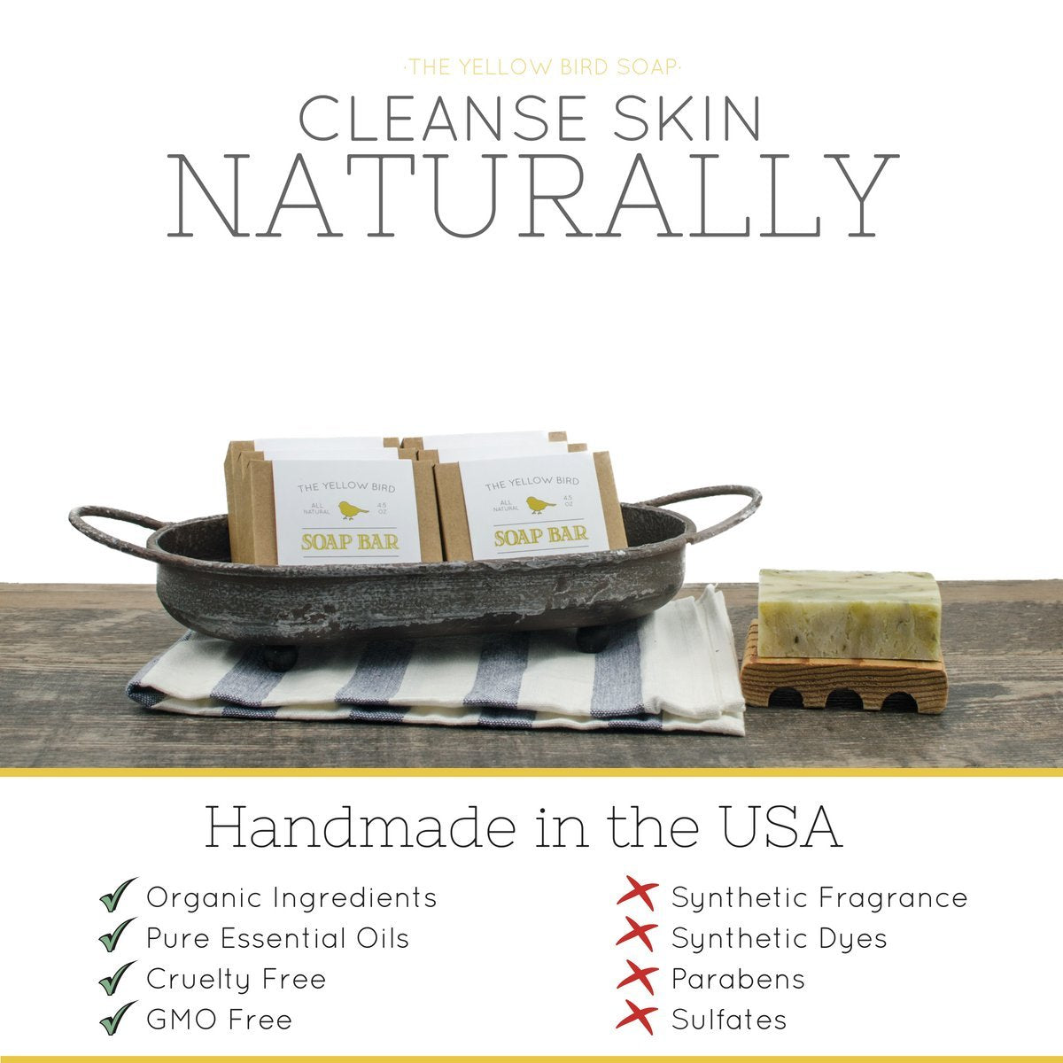 The Yellow Bird Natural Charcoal Soap Bar for Face, Body, Acne, and Sensitive Skin. Handmade with Organic Ingredients & Essential Oils