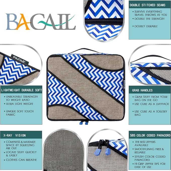 BAGAIL 6 Set Packing Cubes,Travel Luggage Packing Organizers