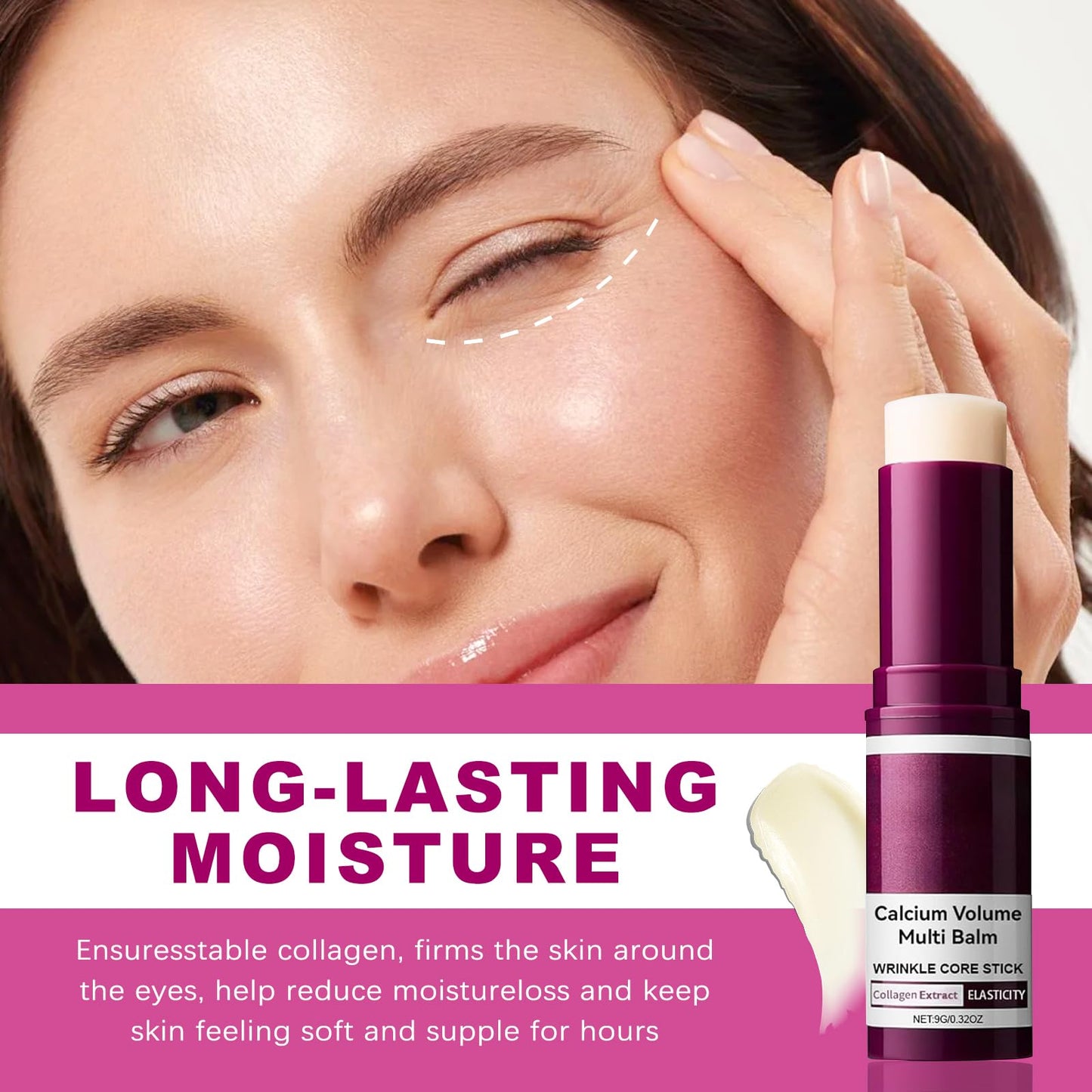 2 Pcs Calcium Multi Balm, Calcium Volume Multi Balm, Korean Collagen Moisturing Stick, Wrinkle Core Stick, Anti-aging, Hydrating, Firming Skin, Suitable for Eyes, Neck, Face