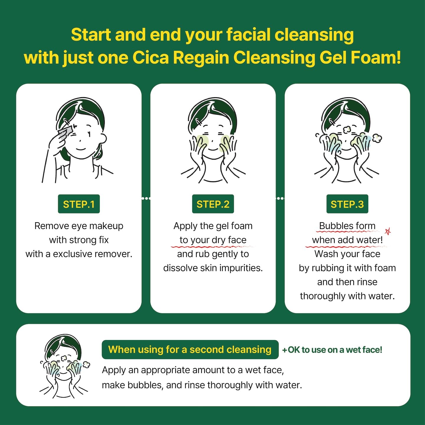 CCLIMGLAM CICA Regain Cleansing Gel Foam 150ml(5.07Fl.Oz), Vegan Mild Skin Barrier Cleanser for Sensitive, Pore and Sebum Care, Calming Soothing Effect, Clean Beauty, Korean Skin Care