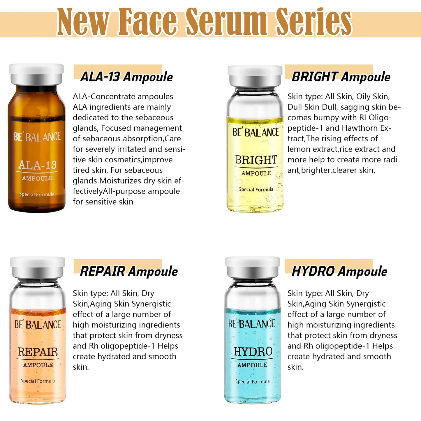 Repair Ampoule,Korean Hyaluronic Acid Serum for Skin Regeneration Serum Anti-Wrinkle and Anti-Aging Face Ampoule for Elasticity Care Helps create hydrated and smooth skin