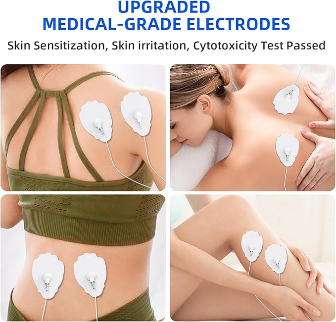 20-Pack TENS/EMS Unit Replacement Pad for More Than 30 Times Use, TEC.BEAN Latex-Free TENS Electrode Pads Set with Upgraded Self-Stick Performance, Compatible with MEDVICE,Belifu EMS Machine