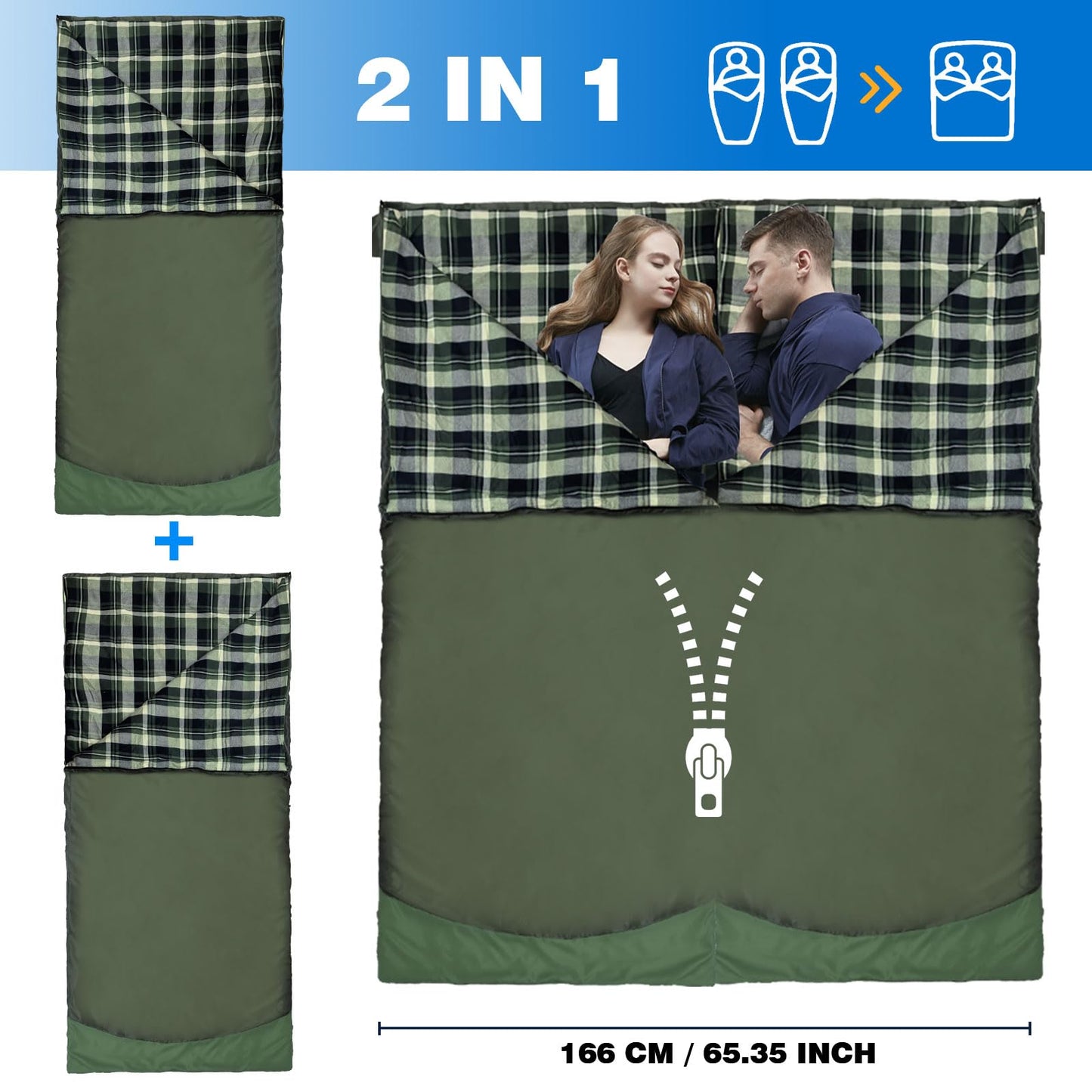 WKFAMOUT Backpacking Flannel Sleeping Bag Lightweight for Adults Hiking Ultralight Compact Sleeping Bag Portable Warm Weather Summer with Compression Sack