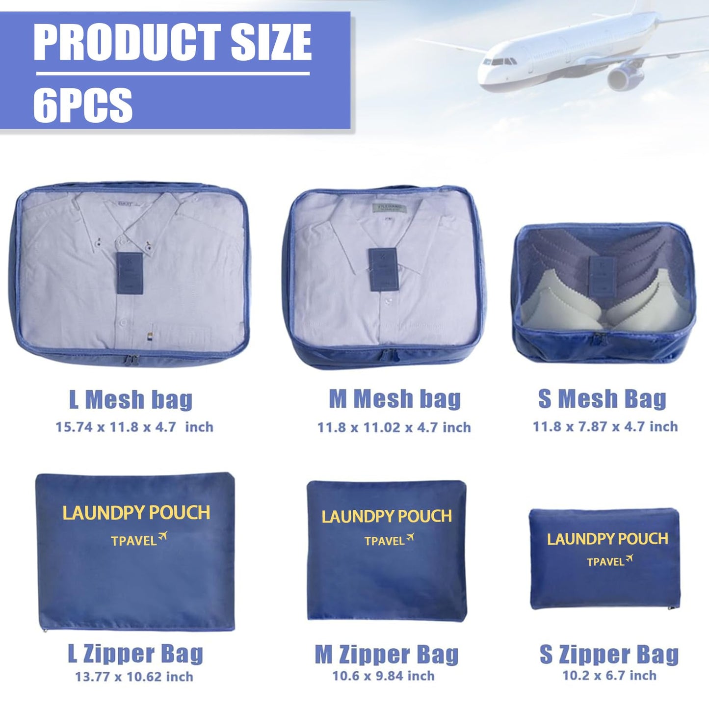 12 Set Travel Packing Cubes Luggage Packing Bags Reusable Lightweight Suitcase Organizer Cubes Set for Travel Accessories (Deep Blue+Grey)