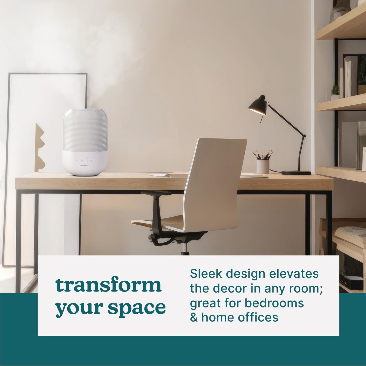 Homedics Ultrasonic Cool Mist Humidifier, Top-Fill 3L Water Tank, Covers 395 sq. ft, 35-Hour Runtime, 3 Mist Settings, Clean Tank Tech, Auto-Off, Night Light, Quiet