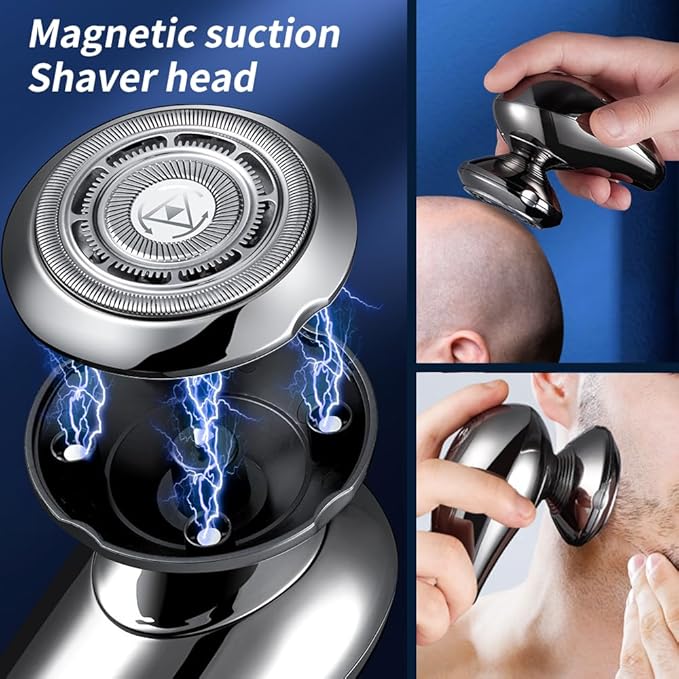 Big Blade Electric Shaver for Men Face, 3 in 1 Multifunction Men's Small Electric Shavers,Waterproof Rotary Shavers Grooming Kit, USB Rechargeable Portable Mini Electric Razor for Women