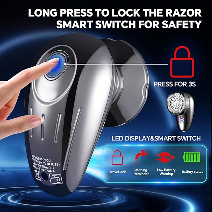 Big Blade Electric Shaver for Men Face, 3 in 1 Multifunction Men's Small Electric Shavers,Waterproof Rotary Shavers Grooming Kit, USB Rechargeable Portable Mini Electric Razor for Women