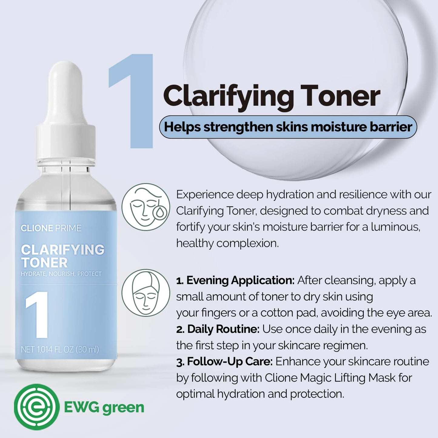 CLIONE PRIME KBeauty Skin Clinic at Home - 4 Step Night Care Kit - Anti-Aging Lifting & Firming Treatment for Wrinkles, Elasticity & Hydration - Korean Skincare Essence, Mask, Booster & Ampoule Set