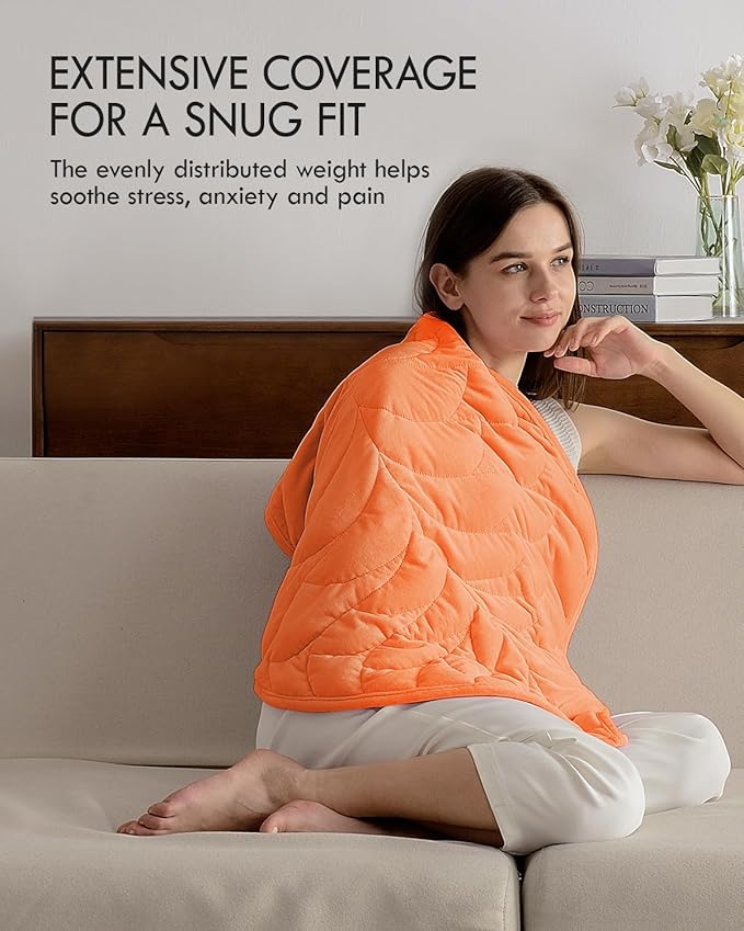 Kaisa Weighted Lap Blanket 5 lbs 23" x 29", Cozy Luxury Crystal Velvet Small Weighted Blanket for Adults, Portable Travel Weighted Blanket for Relaxation, All-Season Blanket, Machine Washable, Orange