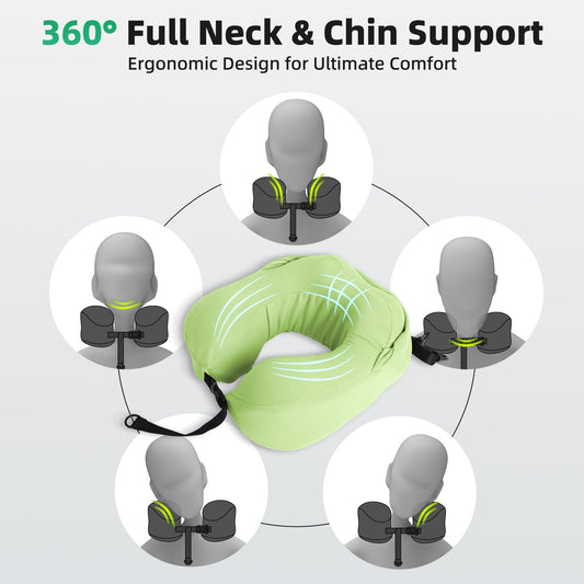 ALLINCOZY Privacy-Friendly Hooded Travel Pillow for Kids & Adults, Sensory-Friendly, Memory Foam Neck Support for Airplane, Car & Train, Breathable Fabric, Portable, Ultimate Comfort