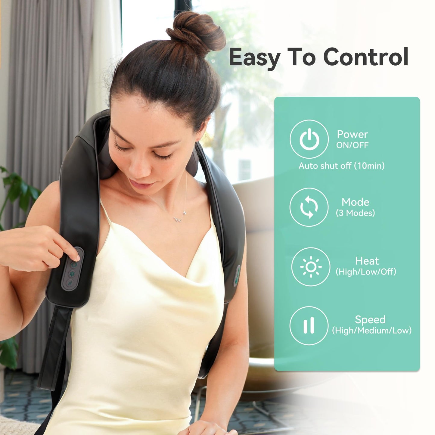 Snailax Cordless Neck Shoulder Massager with Heat for Pain Relief Deep Tissue, Upgarded 4D Kneading, Shiatsu Back Neck Massager Pillow for Neck, Shoulders Back, Gifts for Men Women Mom Dad