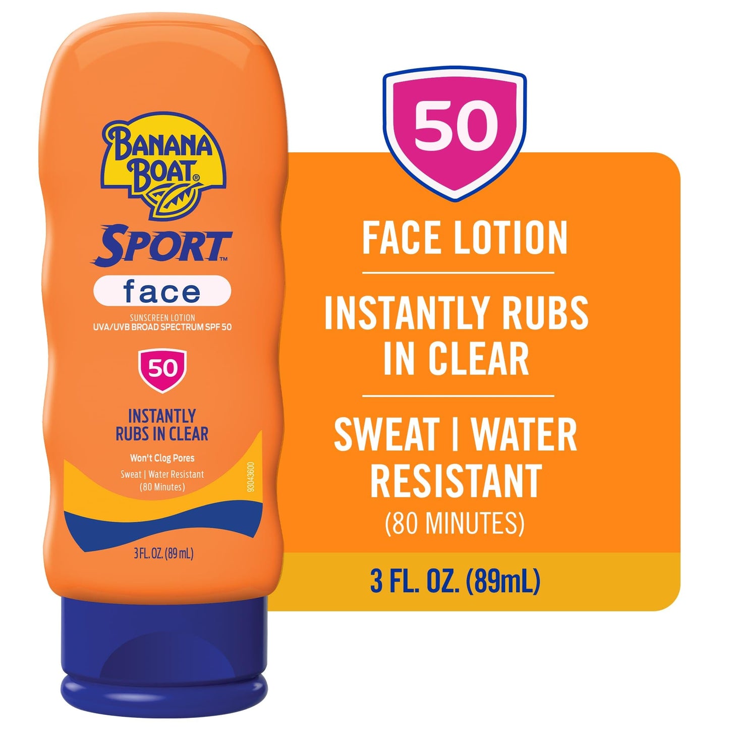 Banana Boat Sport Sunscreen for Face SPF 50, 3oz | Travel Size Sunscreen SPF 50, Travel Sunblock Lotion, Sun Screen Protector for Face and Body, Suntan Lotion, Bloqueador Solar, Sun Care, 3 fl oz