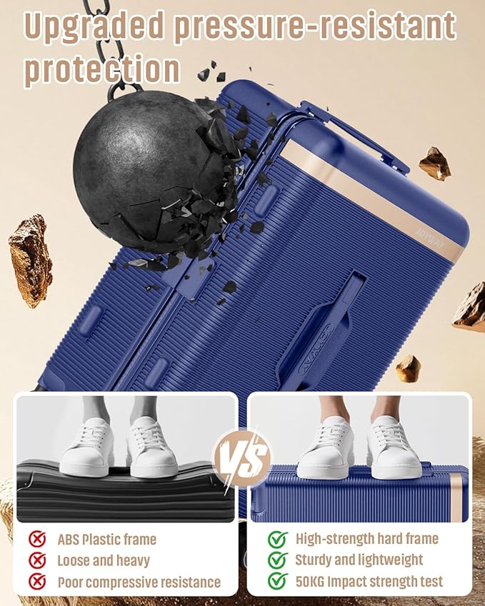 Joyway Luggage Sets 2 Piece, 22 Inch Carry On Luggage and 26 Inch Trunk Checked Luggage with Cup Holder, Lightweight Hardside Suitcase with Pressure-resistant Frame, Shock Absorbing Wheel and TSA Lock