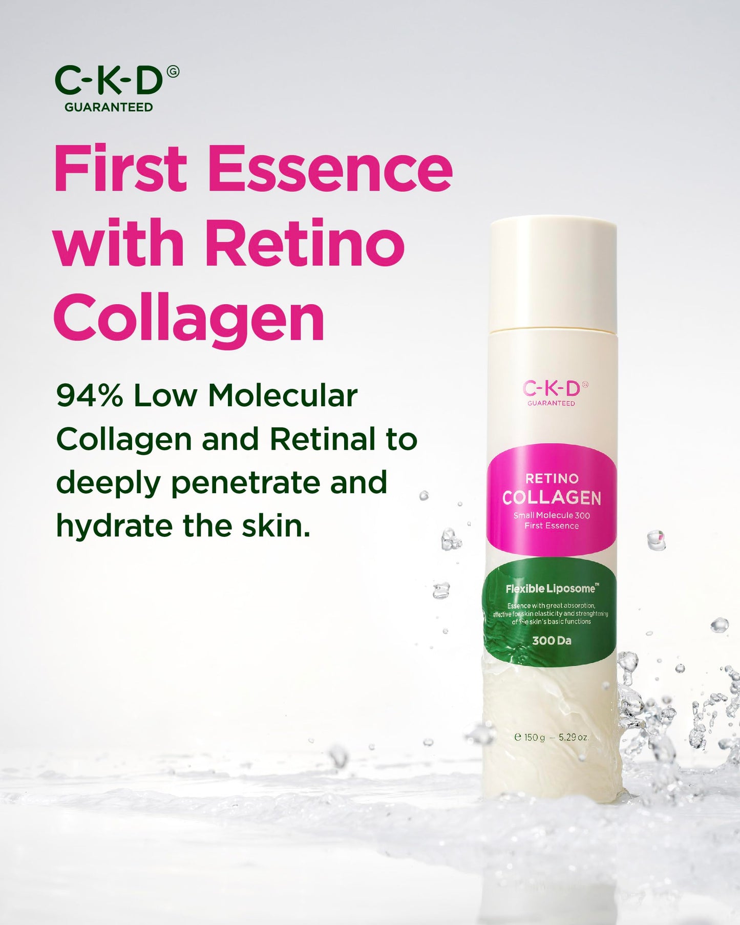 CKD Retino Collagen First Essence - Daily Face Deep Hydration Essence for Firming, Exfoliation, and Smoother Skin Texture. Collagen Boosting and Youthful Skin. Korean Skin Care. 5.07 fl oz