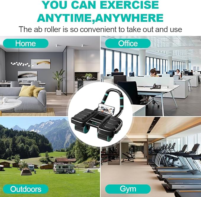 2025 New Automatic Rebound Ab Roller Wheel with Elbow Support & 4-Wheel Design - Core Exercise Equipment for Home Gym, Abdominal Workout Machine for Men/Women, Belly Fat Burner,Portable Fitness Roller Wheel