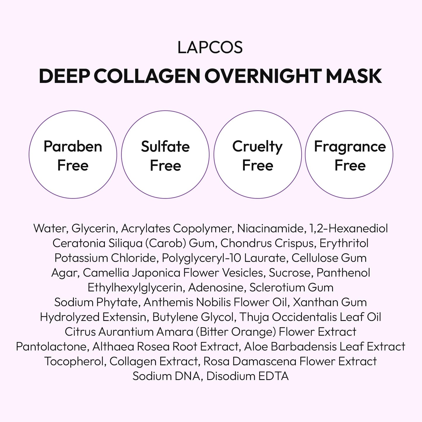 LAPCOS Deep Collagen Glass Skin Overnight Mask - Korean Skin Care Mask w/Rose PDRN, Vegan Collagen & Hydrogel Sheet - Hypoallergenic Firming Collagen Face Mask Sheets (4 ea, 1.23 oz)