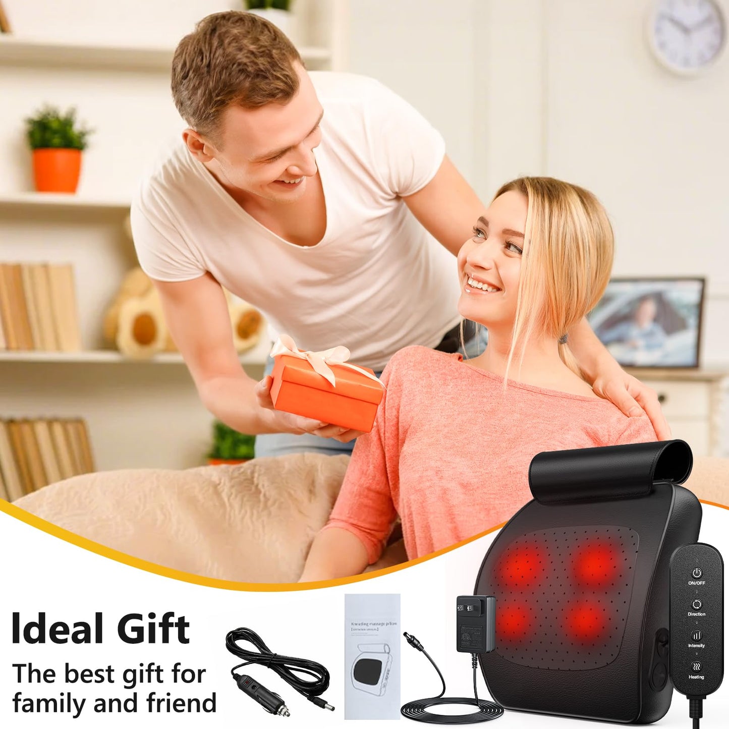 iKristin Back Massager with Heat,Shiatsu Neck Back Massager Pillow,Deep Tissue Kneading Back Massage,Massage Pillow for Shoulders,Legs,Foot,Body Muscle Relief,Neck Massager for Women/Men/Dad/Mom