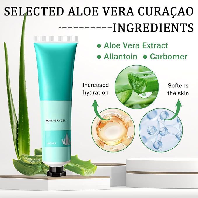 Aloe Vera Gel for Sunburn Relief,Hydrating Travel Size Aloe Vera Gel for Face,Moisturizing Sunburn Relief After Sun Lotion,Fast Absorbing,Non-Sticky Cooling After Sun Lotion Face Moisturizer (C)
