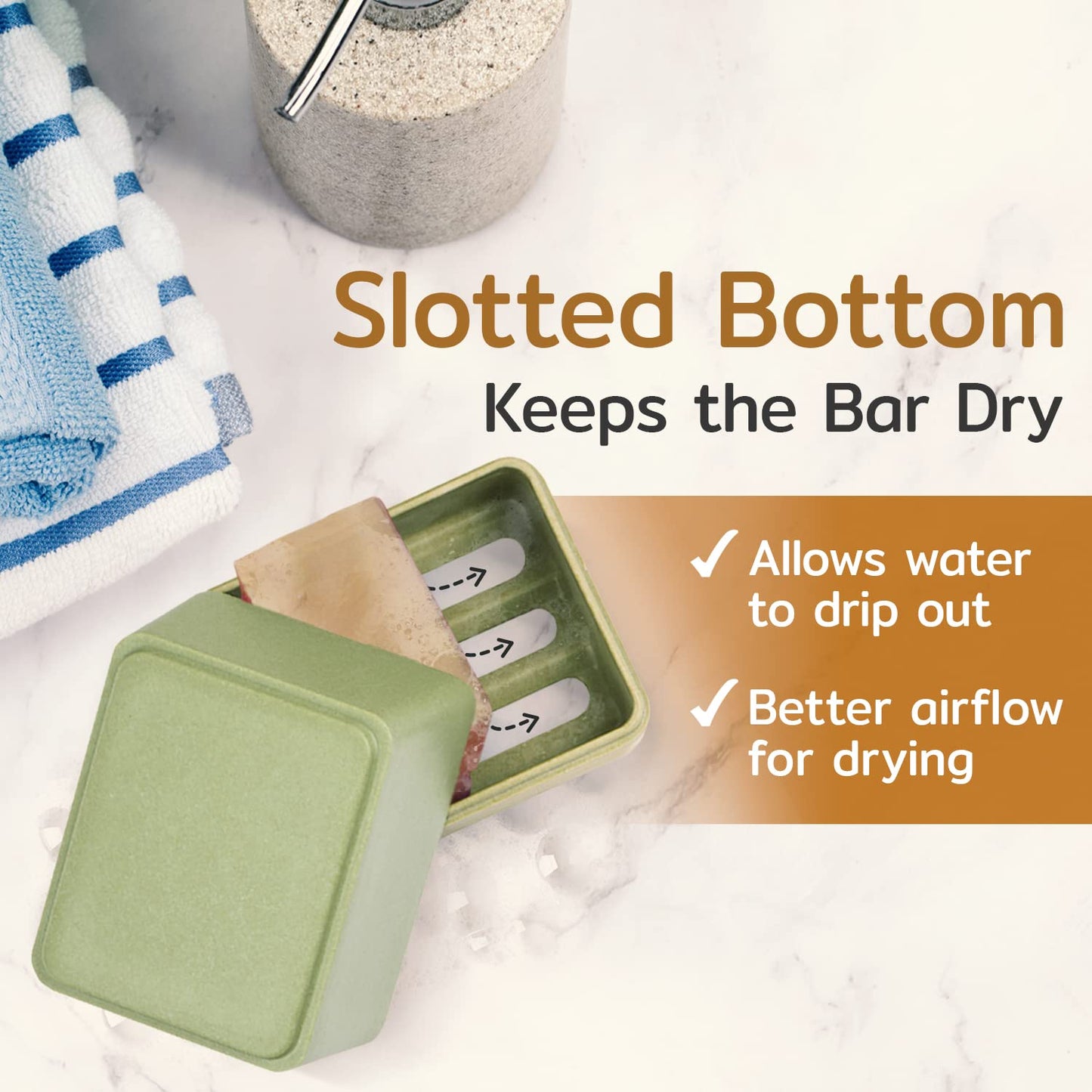 Impresa [2 Pack] Bamboo Soap Holder Compatible with Ethique Shampoo & Conditioner Bars - Quick Drying Slatted Soap Box & Shampoo Bar Container - Compostable Sugarcane