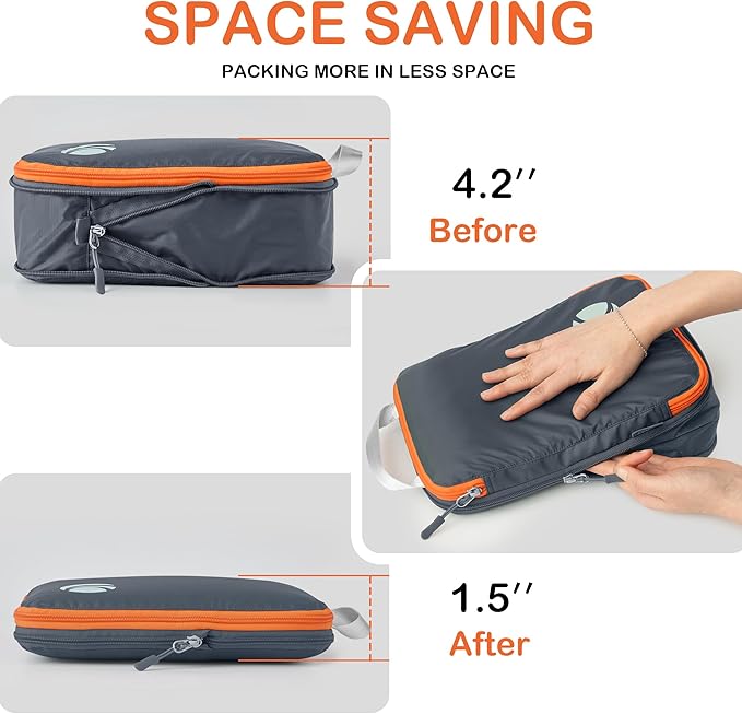 Cipway Compression Packing Cubes, Ultralight Luggage Organizer Bags, Travel Essentials for Carry on Suitcase (3 Piece,Gray)