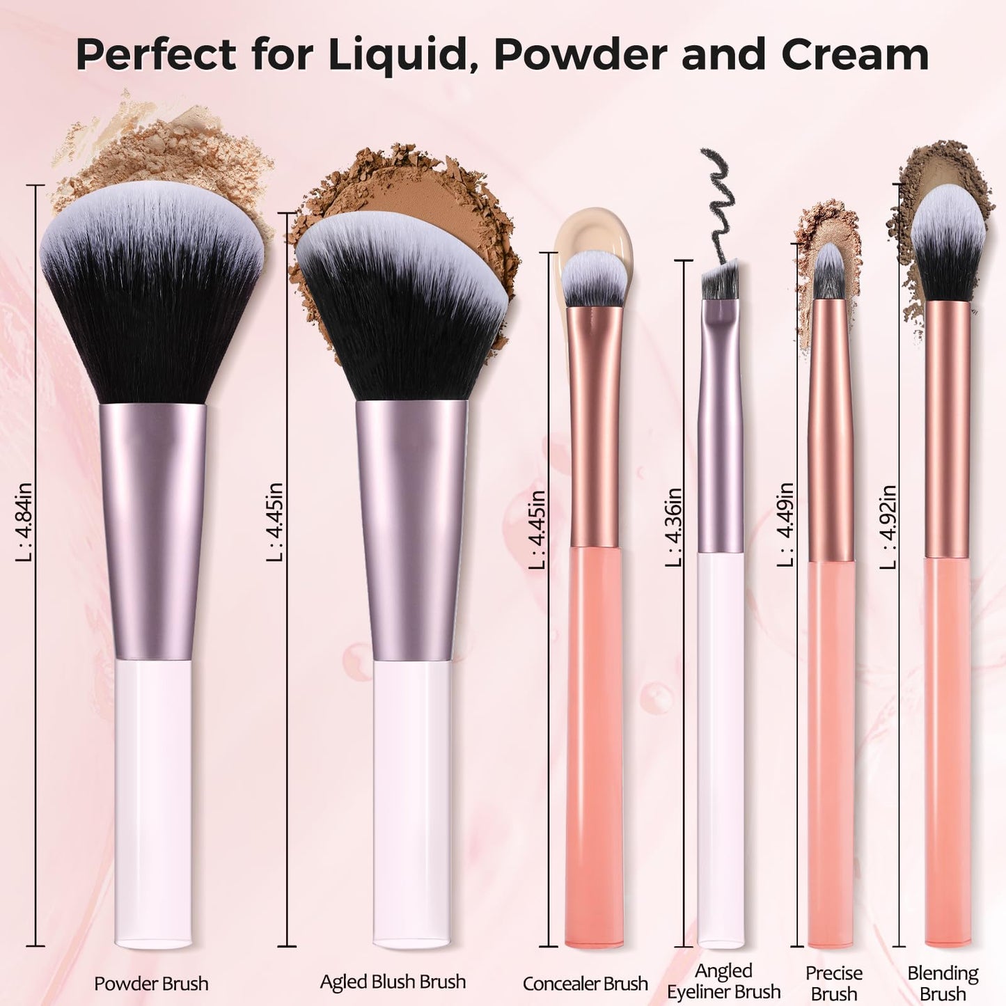 MOGILAN Travel Makeup Brush Set – Portable 6PCS Mini Cosmetic Brushes for Foundation, Concealer, Eyeshadow, Blush, Powder, Contour & Highlight, On-the-Go Makeup Brush Kit with Travel Case