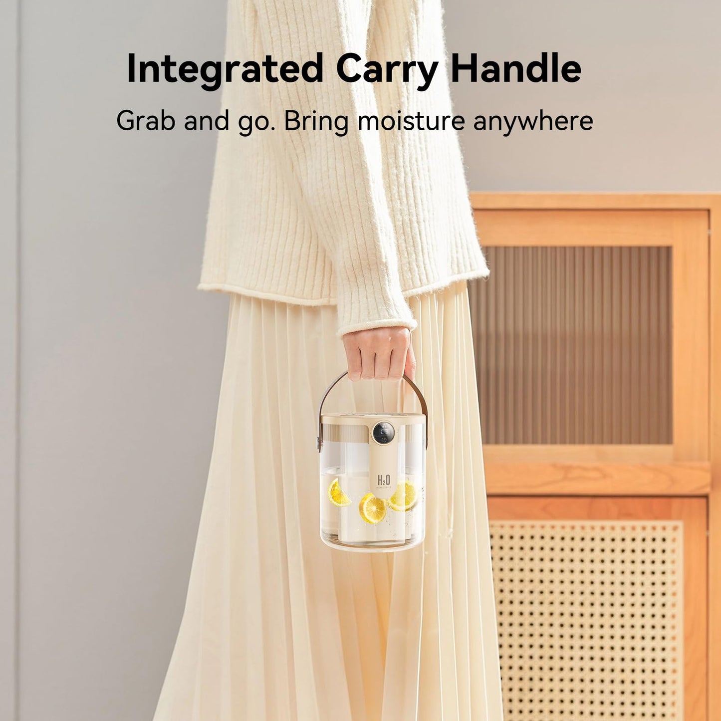 KIMMOO Smart Humidifiers for Bedroom, Rechargeable Top Fill Humidifier with Night Light, 1.4L Cool Mist Humidifier for Office Home Plant and Baby, 3-Speed Mist Control, Quiet, Auto Shut-Off, Beige